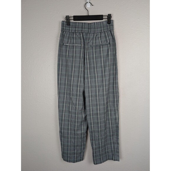 Urban Outfitters Pants Womens Small Gray Green Plaid High Waist Tapered Pull‎ On - Picture 3 of 8